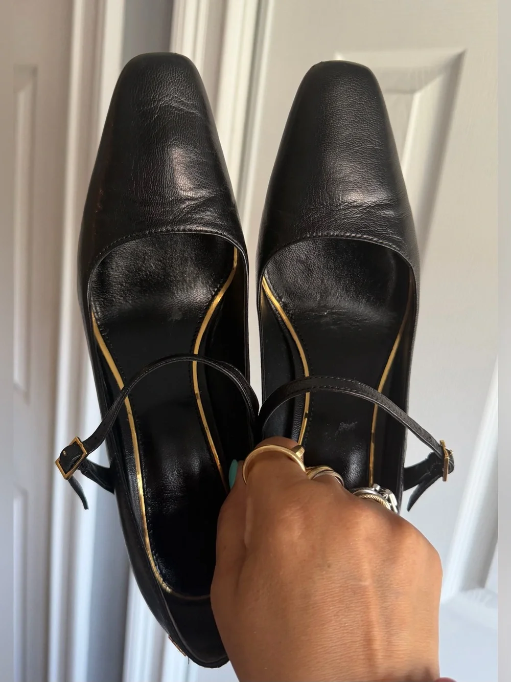 Tory Burch Banana Mary Jane Pump Black Goat Leather Women’s Size: 5.5M